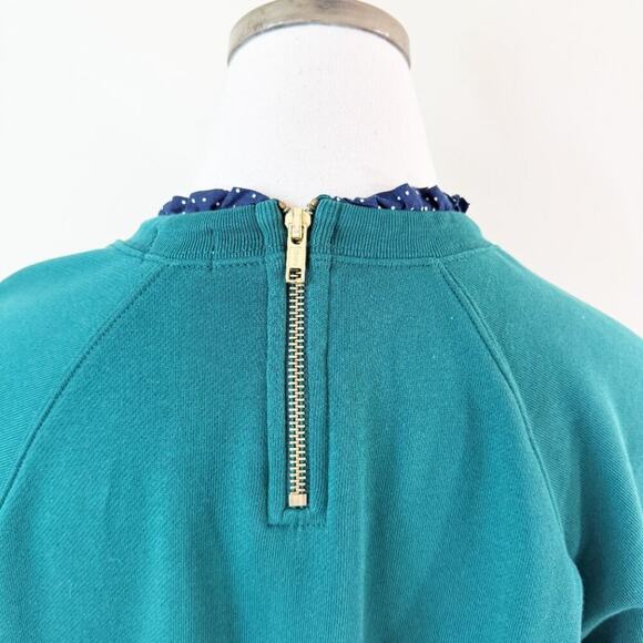 J. Crew Dark Green French Terry Pullover Size Large 100% Cotton Raglan Sleeve - Picture 7 of 11